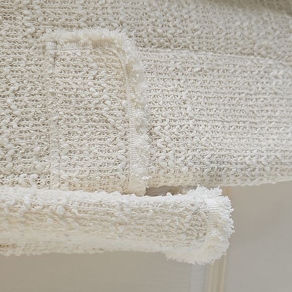 NWT Max Studio Frayed Trim/Fringe Longline Cardigan Cream Open Jacket 2X - Picture 8 of 16